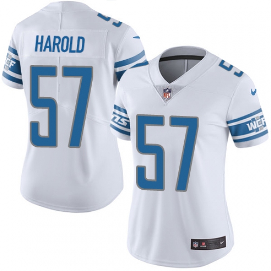 Women Nike Detroit Lions 57 Eli Harold White Vapor Untouchable Limited Player NFL Jersey