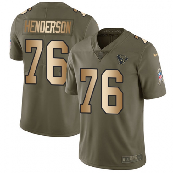 Men's Nike Houston Texans 76 Seantrel Henderson Limited Olive Gold 2017 Salute to Service NFL Jersey