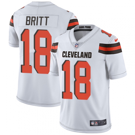 Men's Nike Cleveland Browns 18 Kenny Britt White Vapor Untouchable Limited Player NFL Jersey