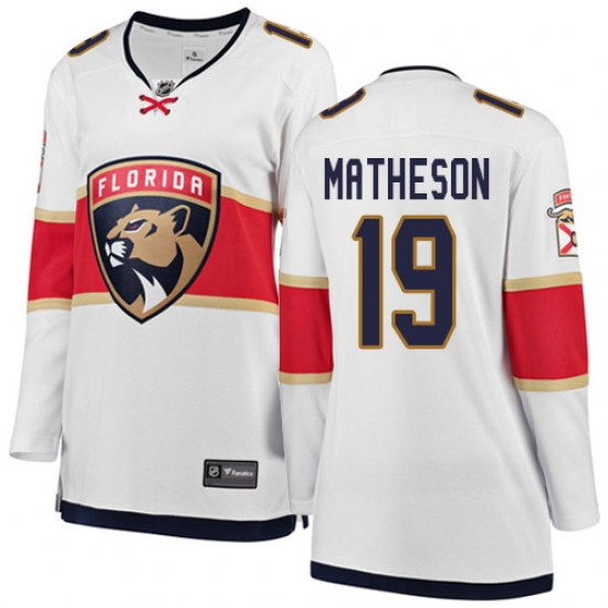 Women's Florida Panthers 19 Michael Matheson Authentic White Away Fanatics Branded Breakaway NHL Jersey