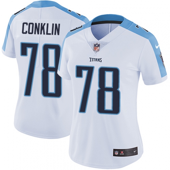 Women's Nike Tennessee Titans 78 Jack Conklin Elite White NFL Jersey