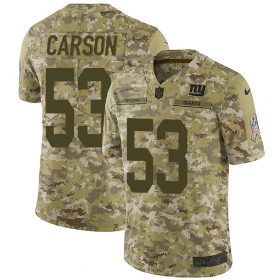 Youth Nike New York Giants 53 Harry Carson Limited Camo 2018 Salute to Service NFL Jersey