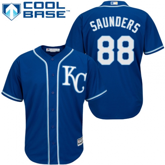 Youth Majestic Kansas City Royals 88 Michael Saunders Authentic Blue Alternate 2 Cool Base MLB Jersey