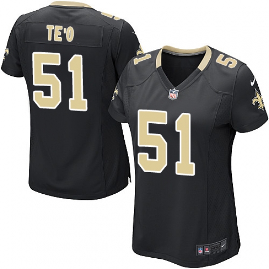 Women's Nike New Orleans Saints 51 Manti Te'o Game Black Team Color NFL Jersey