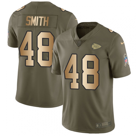 Men's Nike Kansas City Chiefs 48 Terrance Smith Limited Olive Gold 2017 Salute to Service NFL Jersey