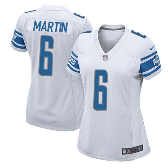 Women's Nike Detroit Lions 6 Sam Martin Game White NFL Jersey