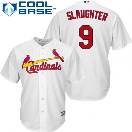 Men's Majestic St. Louis Cardinals 9 Enos Slaughter Replica White Home Cool Base MLB Jersey