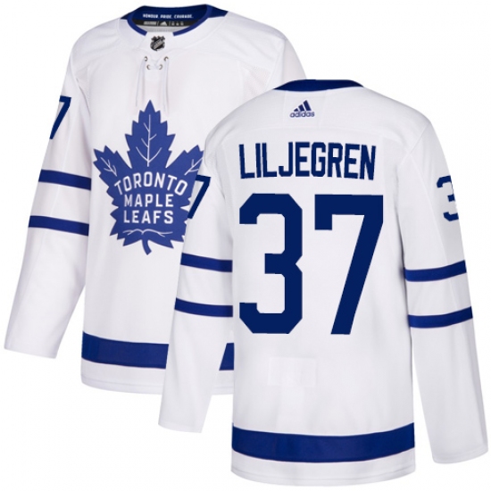 Youth Adidas Toronto Maple Leafs 37 Timothy Liljegren Authentic White Away NHL Jersey