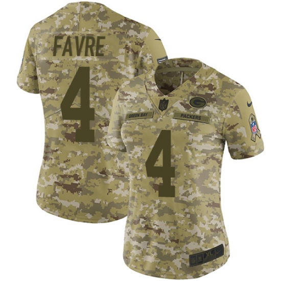 Women's Nike Green Bay Packers 4 Brett Favre Limited Camo 2018 Salute to Service NFL Jersey