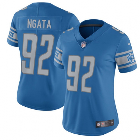 Women's Nike Detroit Lions 92 Haloti Ngata Limited Light Blue Team Color Vapor Untouchable NFL Jersey