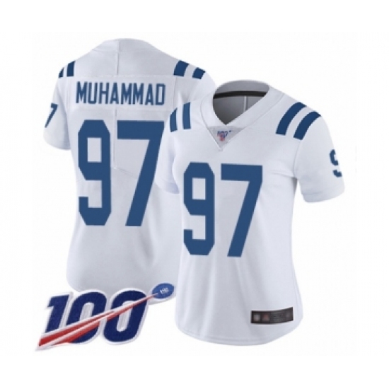 Women's Indianapolis Colts 97 Al-Quadin Muhammad White Vapor Untouchable Limited Player 100th Season Football Jersey