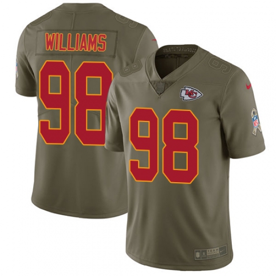 Youth Nike Kansas City Chiefs 98 Xavier Williams Limited Olive 2017 Salute to Service NFL Jersey