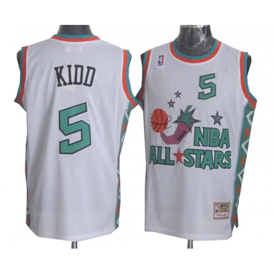 Men's Mitchell and Ness Dallas Mavericks 5 Jason Kidd Swingman White 1996 All Star Throwback NBA Jersey