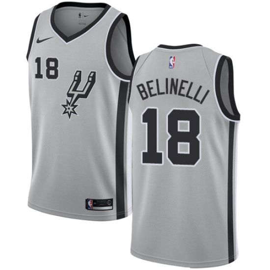 Men's Nike San Antonio Spurs 18 Marco Belinelli Swingman Silver NBA Jersey Statement Edition