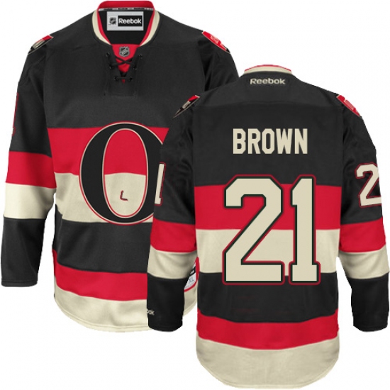 Men's Reebok Ottawa Senators 21 Logan Brown Authentic Black Third NHL Jersey