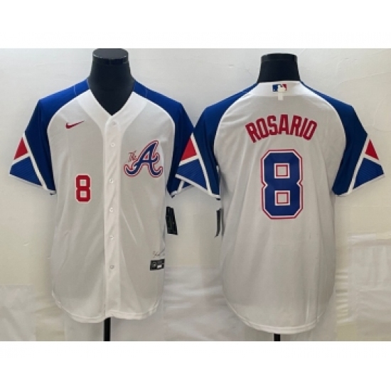 Men's Atlanta Braves 8 Eddie Rosario Number White 2023 City Connect Cool Base Stitched Jersey