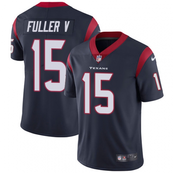 Men's Nike Houston Texans 15 Will Fuller V Limited Navy Blue Team Color Vapor Untouchable NFL Jersey