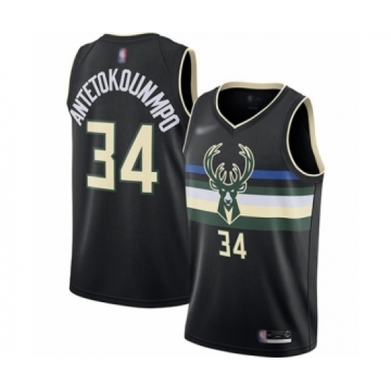 Women's Milwaukee Bucks 34 Giannis Antetokounmpo Swingman Black Finished Basketball Jersey - Statement Edition