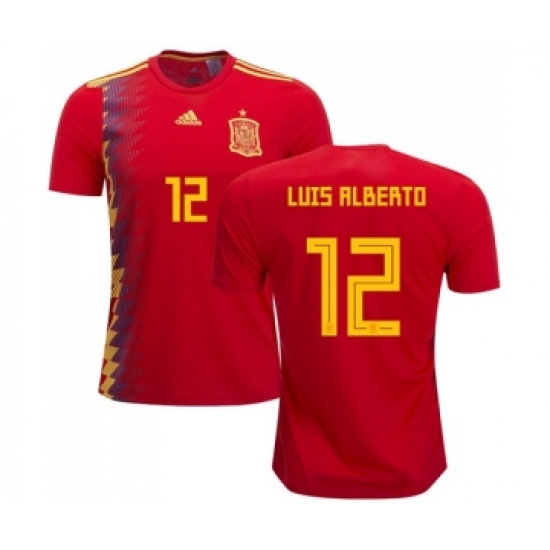 Spain 12 Luis Alberto Home Soccer Country Jersey