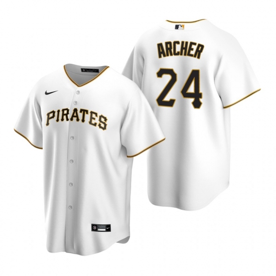 Men's Nike Pittsburgh Pirates 24 Chris Archer White Home Stitched Baseball Jersey