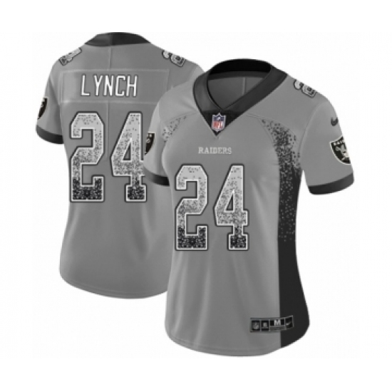 Women's Nike Oakland Raiders 24 Marshawn Lynch Limited Gray Rush Drift Fashion NFL Jersey