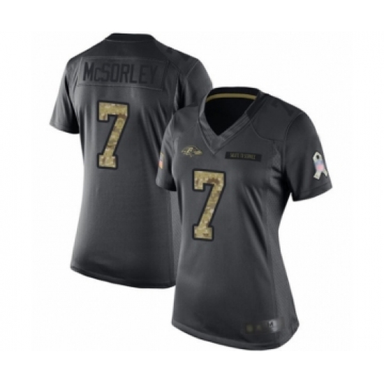 Women's Baltimore Ravens 7 Trace McSorley Limited Black 2016 Salute to Service Football Jersey