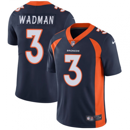 Youth Nike Denver Broncos 3 Colby Wadman Navy Blue Alternate Vapor Untouchable Limited Player NFL Jersey