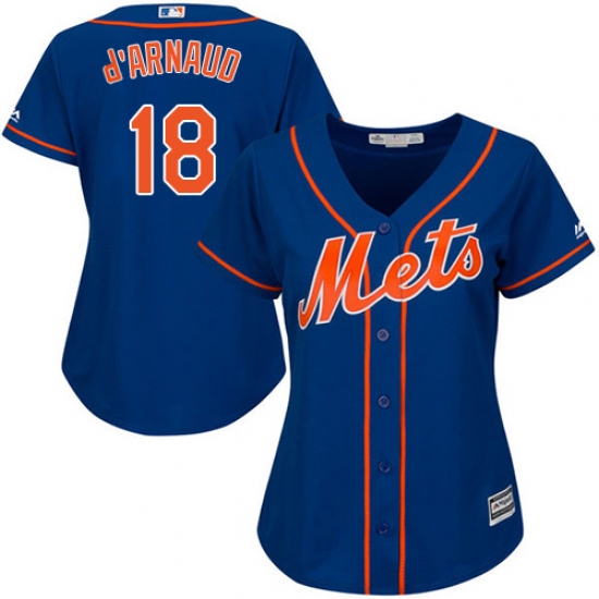 Women's Majestic New York Mets 18 Travis d'Arnaud Replica Royal Blue Alternate Home Cool Base MLB Jersey