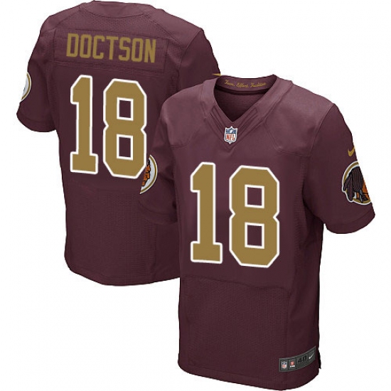 Men's Nike Washington Redskins 18 Josh Doctson Elite Burgundy Red/Gold Number Alternate 80TH Anniversary NFL Jersey