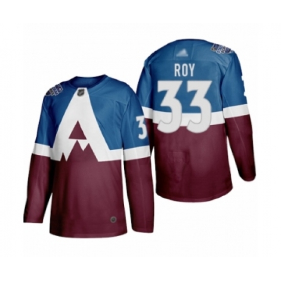 Men's Colorado Avalanche 33 Patrick Roy Authentic Burgundy Blue 2020 Stadium Series Hockey Jersey