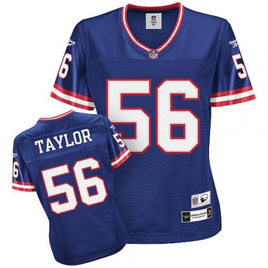 Reebok New York Giants 56 Lawrence Taylor Blue Women's Throwback Team Color Premier EQT NFL Jersey