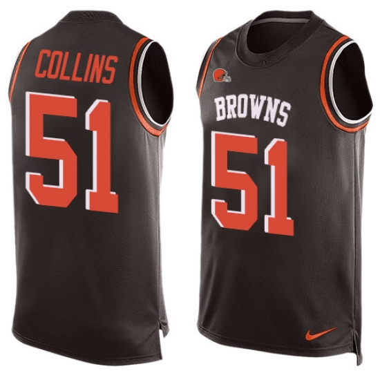 Men's Nike Cleveland Browns 51 Jamie Collins Limited Brown Player Name & Number Tank Top NFL Jersey