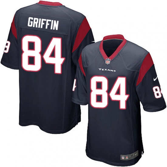 Men's Nike Houston Texans 84 Ryan Griffin Game Navy Blue Team Color NFL Jersey