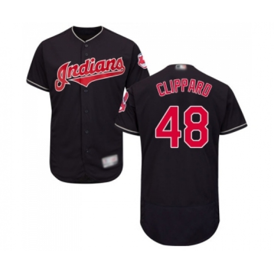 Men's Cleveland Indians 48 Tyler Clippard Navy Blue Alternate Flex Base Authentic Collection Baseball Jersey