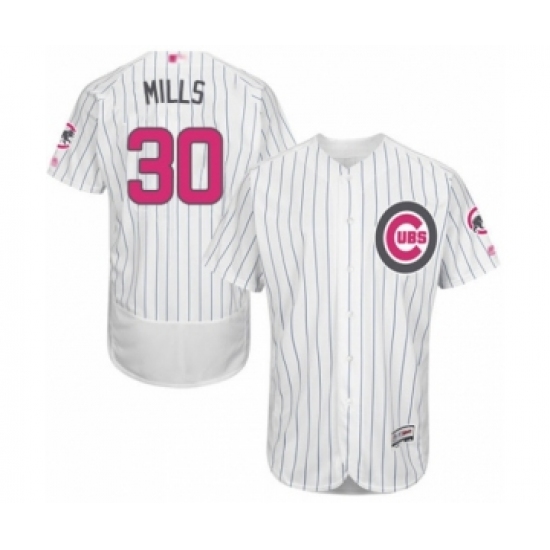 Men's Chicago Cubs 30 Alec Mills Authentic White 2016 Mother's Day Fashion Flex Base Baseball Player Jersey