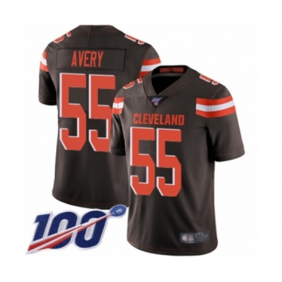 Men's Cleveland Browns 55 Genard Avery Brown Team Color Vapor Untouchable Limited Player 100th Season Football Jersey