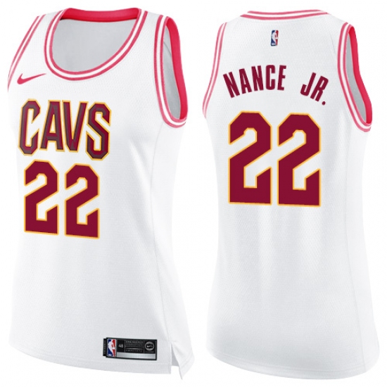 Women's Nike Cleveland Cavaliers 22 Larry Nance Jr. Swingman White/Pink Fashion NBA Jersey