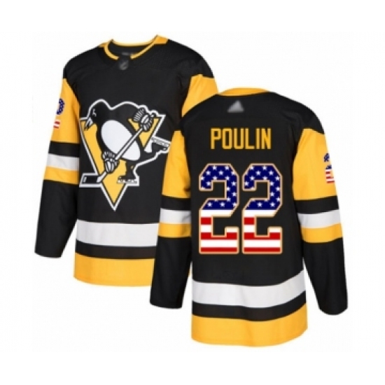 Men's Pittsburgh Penguins 22 Samuel Poulin Authentic Black USA Flag Fashion Hockey Jersey