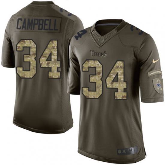 Men's Nike Tennessee Titans 34 Earl Campbell Elite Green Salute to Service NFL Jersey