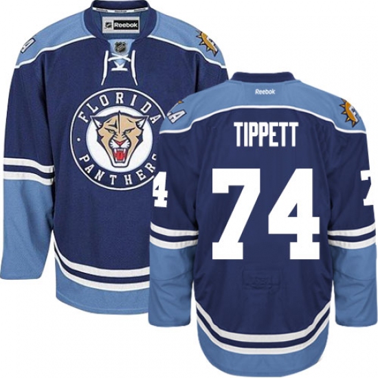 Men's Reebok Florida Panthers 74 Owen Tippett Authentic Navy Blue Third NHL Jersey