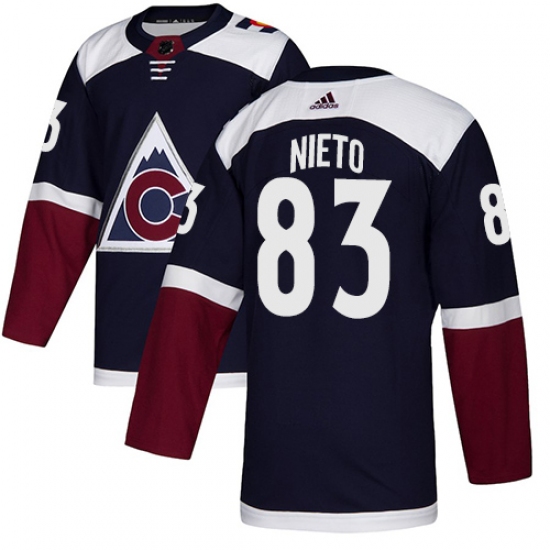 Youth Adidas Colorado Avalanche 83 Matt Nieto Authentic Navy Blue Alternate NHL Jersey