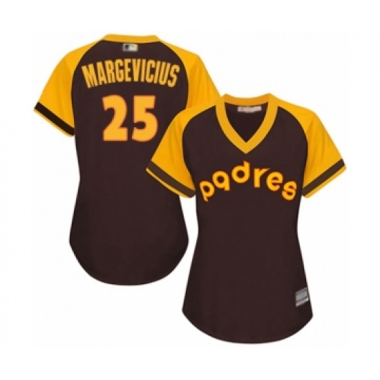 Women's San Diego Padres 25 Nick Margevicius Authentic Brown Alternate Cooperstown Cool Base Baseball Player Jersey