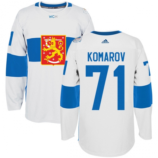 Men's Adidas Team Finland 71 Leo Komarov Authentic White Home 2016 World Cup of Hockey Jersey