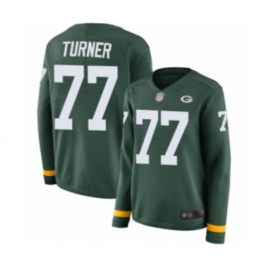 Women's Green Bay Packers 77 Billy Turner Limited Green Therma Long Sleeve Football Jersey