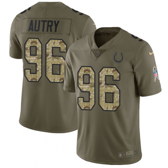 Men's Nike Indianapolis Colts 96 Denico Autry Limited Olive Camo 2017 Salute to Service NFL Jersey