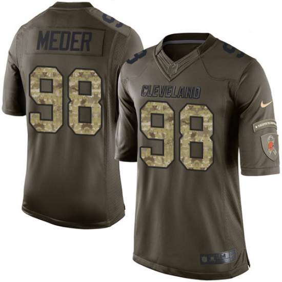 Men's Nike Cleveland Browns 98 Jamie Meder Elite Green Salute to Service NFL Jersey