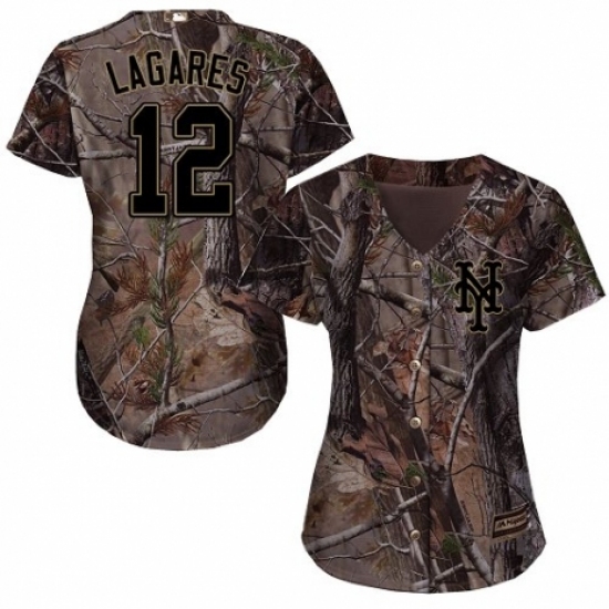 Women's Majestic New York Mets 12 Juan Lagares Authentic Camo Realtree Collection Flex Base MLB Jersey