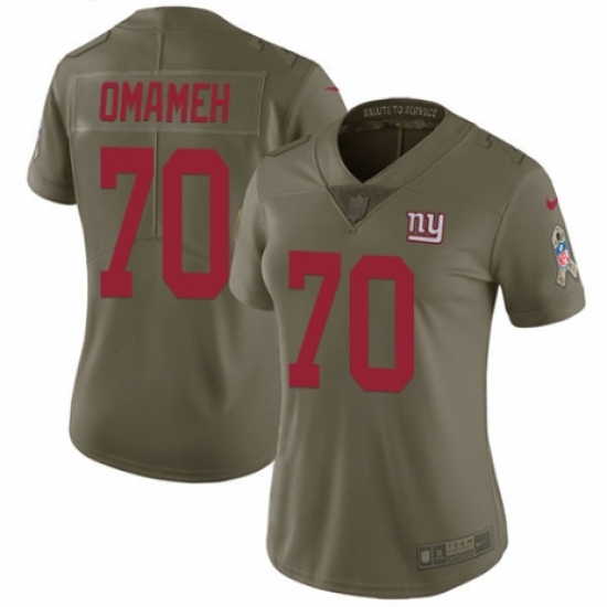 Women's Nike New York Giants 70 Patrick Omameh Limited Olive 2017 Salute to Service NFL Jersey