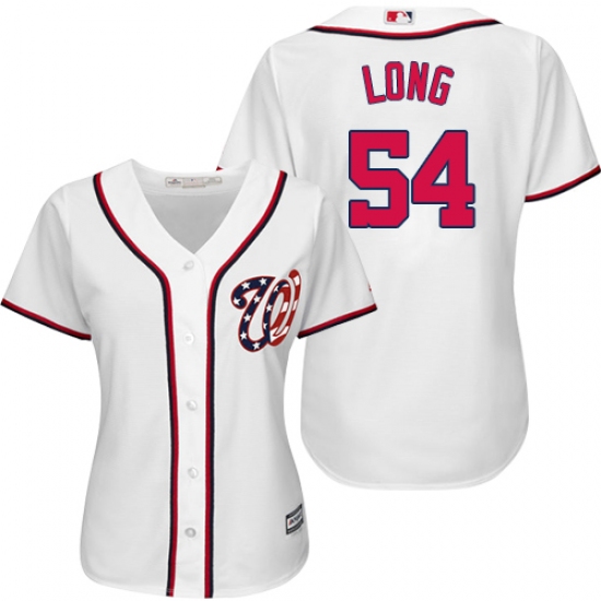 Women's Majestic Washington Nationals 54 Kevin Long Authentic White Home Cool Base MLB Jersey