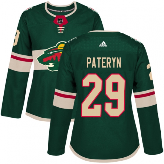 Women's Adidas Minnesota Wild 29 Greg Pateryn Authentic Green Home NHL Jersey